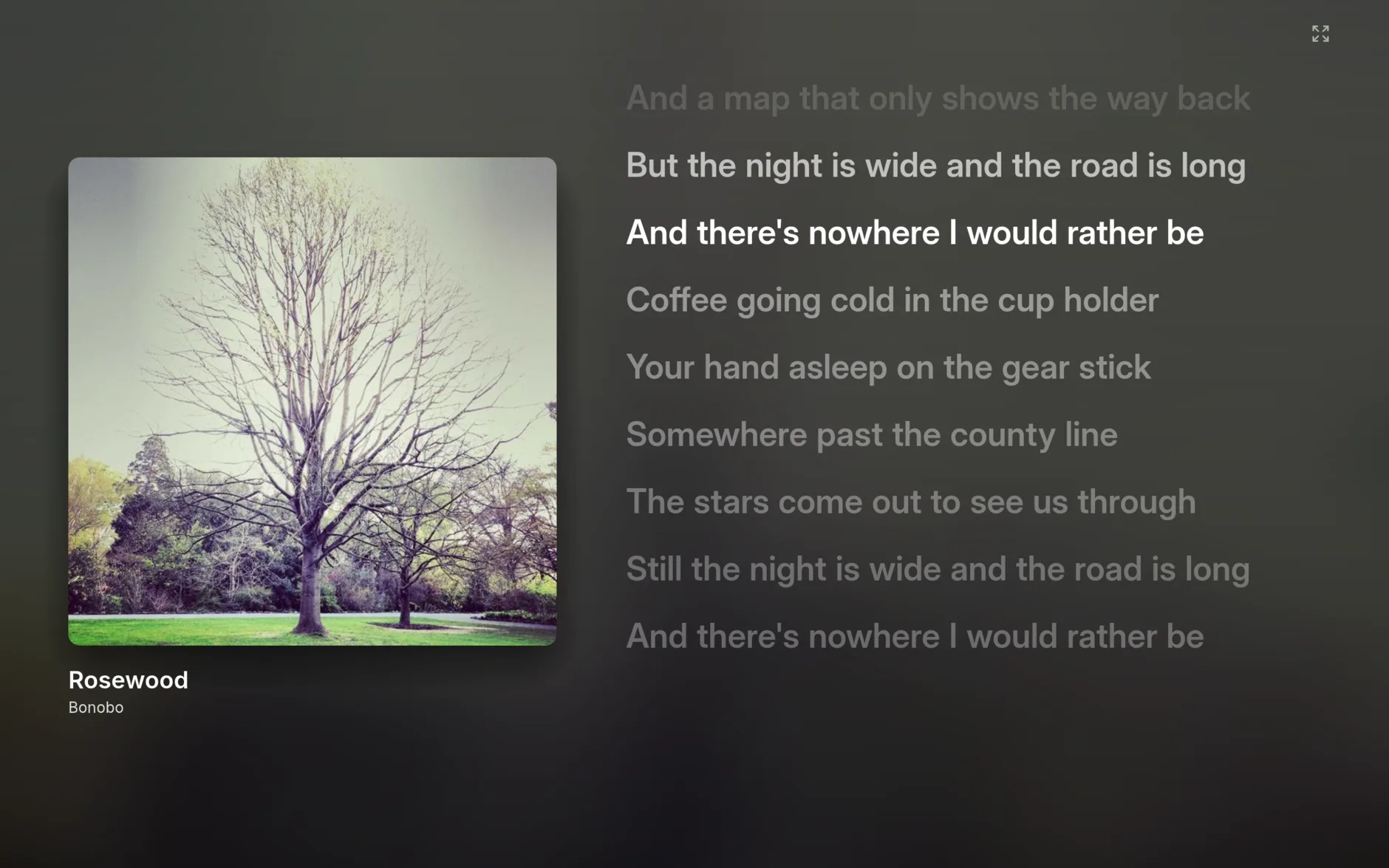 Timed lyrics beside the cover